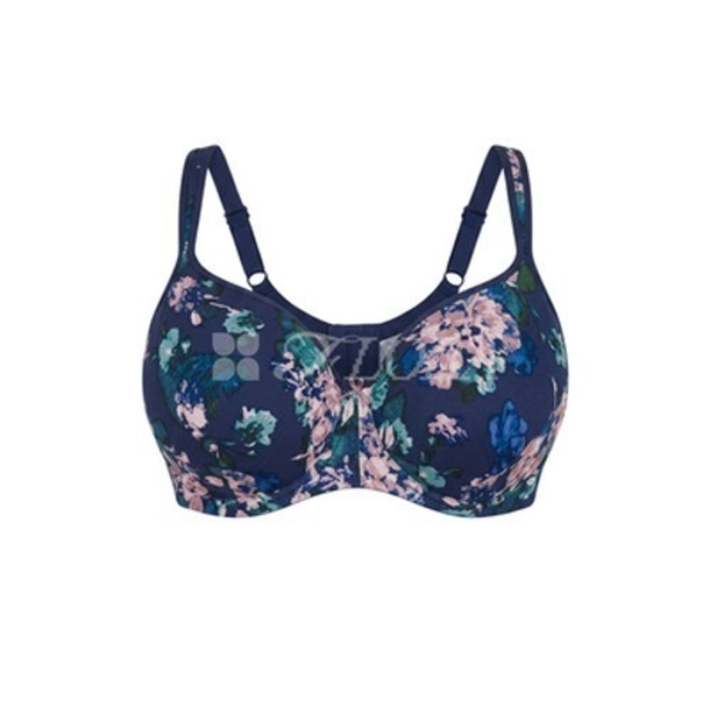 Cacique Bra Womens 42G Blue Floral T-Shirt Underwire Padded Full Coverage Plus